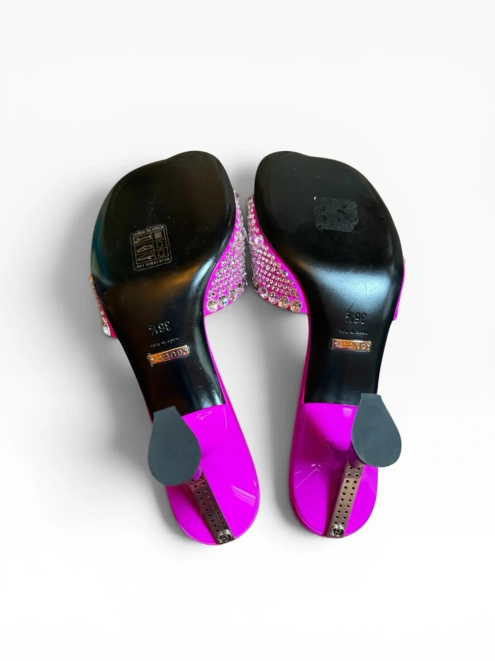 GUCCI Galactica Mules Fuchsia Crystal Embellished Sculptural Heel EU 36.5 US 6.5 - Picture 11 of 16